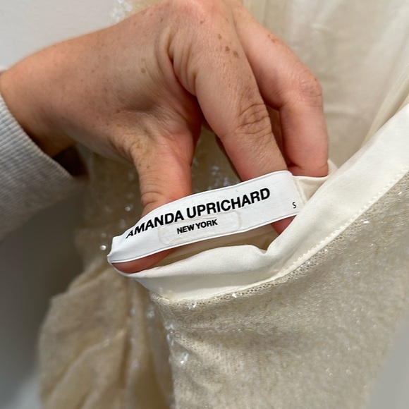 Amanda Uprichard Samba Dress Size Small Bridal White Sequins Halter Cowl Mini - Picture 11 of 12